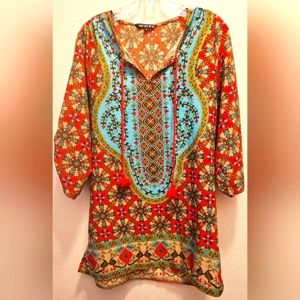 Colorful NLW Bohemian Women's Top Size Large